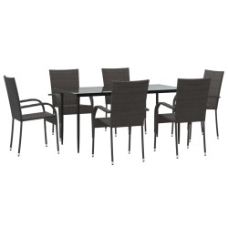 vidaXL Juego de comedor de jardín 7 piezas ratán sintético marrón