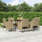 vidaXL Juego de comedor de jardín 7 piezas con cojines beige y negro
