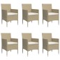 vidaXL Juego de comedor de jardín 7 piezas con cojines beige y negro