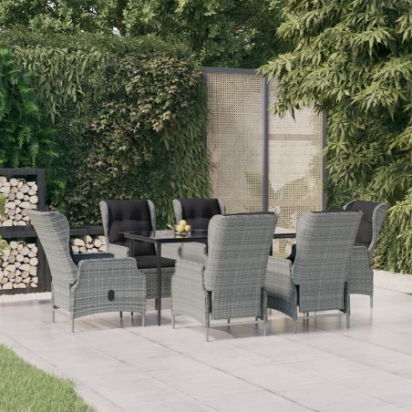 vidaXL Juego de comedor de jardín 7 piezas ratán sintético gris claro