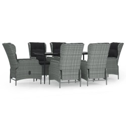 vidaXL Juego de comedor de jardín 7 piezas ratán sintético gris claro