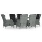 vidaXL Juego de comedor de jardín 7 piezas ratán sintético gris claro