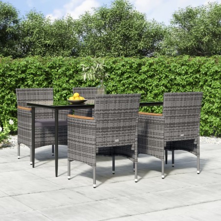 vidaXL Juego de comedor para jardín 5 piezas con cojines gris y negro