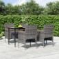 vidaXL Juego de comedor para jardín 5 piezas con cojines gris y negro vidaXL Juego de comedor para jardín 5 piezas con cojines gris y negro
