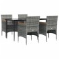 vidaXL Juego de comedor para jardín 5 piezas con cojines gris y negro vidaXL Juego de comedor para jardín 5 piezas con cojines gris y negro