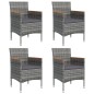 vidaXL Juego de comedor para jardín 5 piezas con cojines gris y negro vidaXL Juego de comedor para jardín 5 piezas con cojines gris y negro