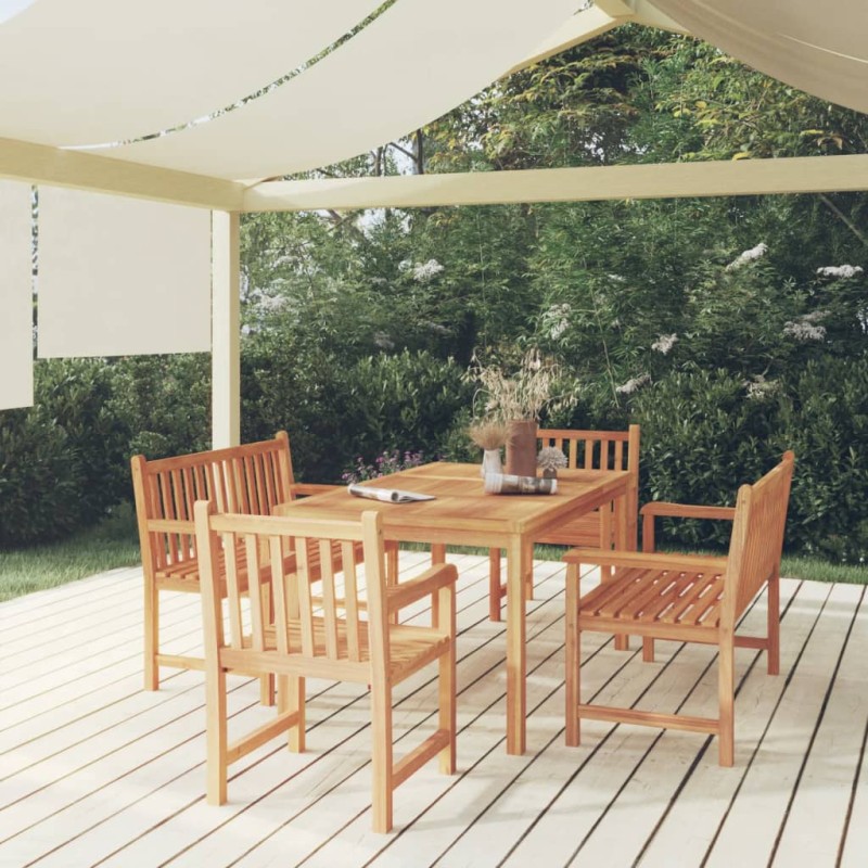 vidaXL Juego de comedor para jardín 5 piezas madera maciza de teca vidaXL Juego de comedor para jardín 5 piezas madera maciza de teca