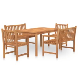 vidaXL Juego de comedor para jardín 5 piezas madera maciza de teca