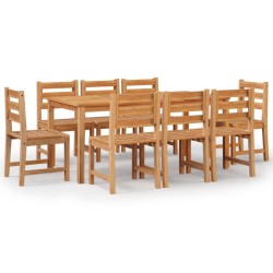 vidaXL Juego de comedor para jardín 9 piezas madera maciza de teca