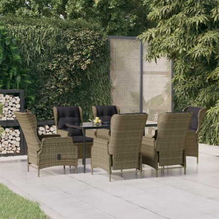 vidaXL Juego de comedor de jardín 7 piezas ratán sintético marrón