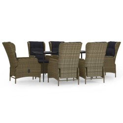vidaXL Juego de comedor de jardín 7 piezas ratán sintético marrón