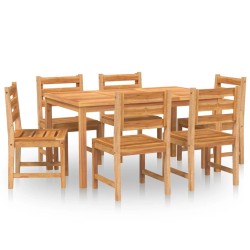 vidaXL Juego de comedor de jardín 7 piezas madera maciza de teca