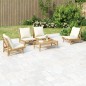 vidaXL Set de muebles de jardín 5 piezas bambú y cojines blanco crema vidaXL Set de muebles de jardín 5 piezas bambú y cojines blanco crema