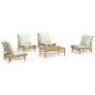 vidaXL Set de muebles de jardín 5 piezas bambú y cojines blanco crema vidaXL Set de muebles de jardín 5 piezas bambú y cojines blanco crema