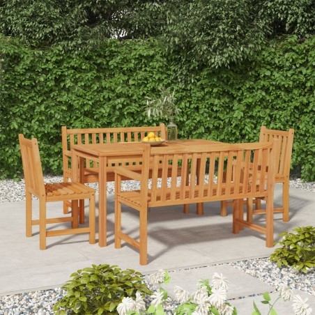 vidaXL Juego de comedor para jardín 5 piezas madera maciza de teca