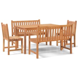 vidaXL Juego de comedor para jardín 5 piezas madera maciza de teca