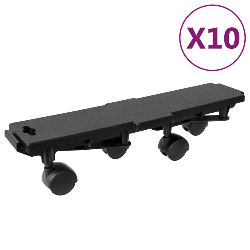 vidaXL Plataformas móviles con 4 ruedas 10 uds PP negro 170 kg vidaXL Plataformas móviles con 4 ruedas 10 uds PP negro 170 kg