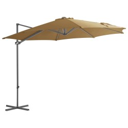 vidaXL Sombrilla voladiza con poste de acero gris topo 300 cm