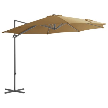 vidaXL Sombrilla voladiza con poste de acero gris topo 300 cm