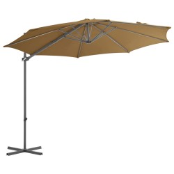 vidaXL Sombrilla voladiza con poste de acero gris topo 300 cm