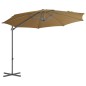 vidaXL Sombrilla voladiza con poste de acero gris topo 300 cm vidaXL Sombrilla voladiza con poste de acero gris topo 300 cm