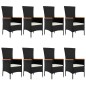vidaXL Set de comedor de jardín 9 pzas y cojines ratán sintético negro vidaXL Set de comedor de jardín 9 pzas y cojines ratán sintético negro