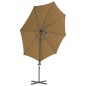 vidaXL Sombrilla voladiza con poste de acero gris topo 300 cm vidaXL Sombrilla voladiza con poste de acero gris topo 300 cm