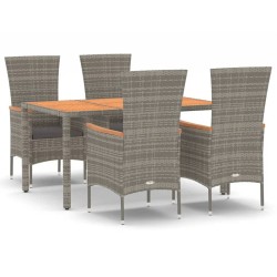 vidaXL Set comedor de jardín 5 piezas con cojines ratán sintético gris