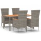 vidaXL Set comedor de jardín 5 piezas con cojines ratán sintético gris vidaXL Set comedor de jardín 5 piezas con cojines ratán sintético gris