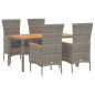 vidaXL Set comedor de jardín 5 piezas con cojines ratán sintético gris vidaXL Set comedor de jardín 5 piezas con cojines ratán sintético gris