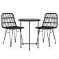 vidaXL Juego de comedor de jardín 3 piezas ratán sintético negro