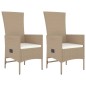 vidaXL Set comedor de jardín 3 pzas con cojines ratán sintético beige