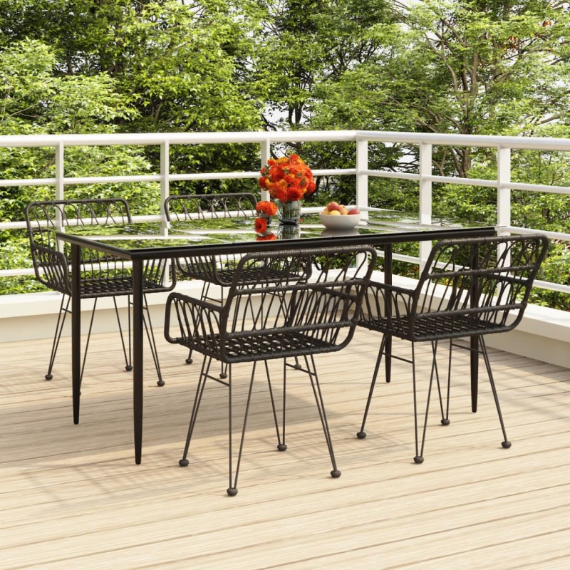 vidaXL Juego de comedor de jardín 5 piezas ratán sintético negro