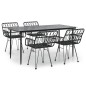vidaXL Juego de comedor de jardín 5 piezas ratán sintético negro