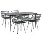 vidaXL Juego de comedor de jardín 5 piezas ratán sintético negro
