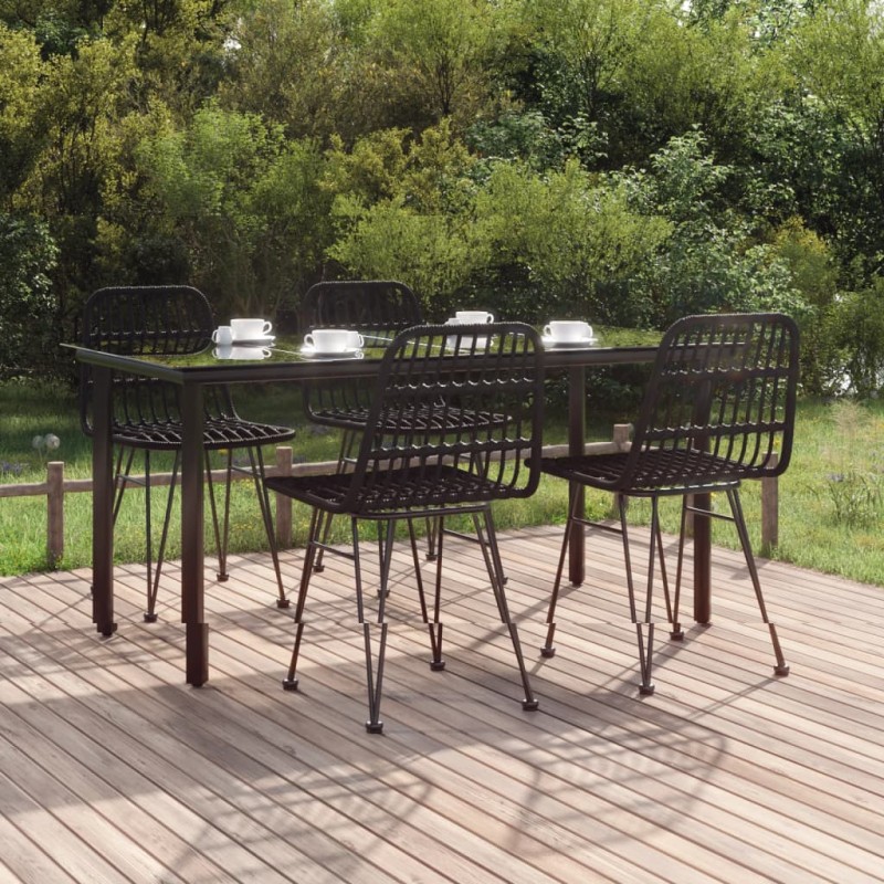 vidaXL Juego de comedor de jardín 5 piezas ratán sintético negro vidaXL Juego de comedor de jardín 5 piezas ratán sintético negro