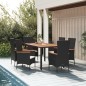 vidaXL Set de comedor de jardín 7 pzas y cojines ratán sintético negro