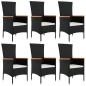 vidaXL Set de comedor de jardín 7 pzas y cojines ratán sintético negro