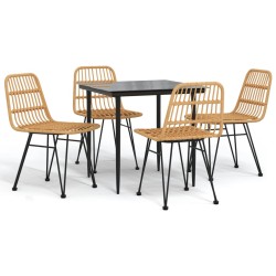 vidaXL Juego de comedor de jardín 5 piezas ratán sintético