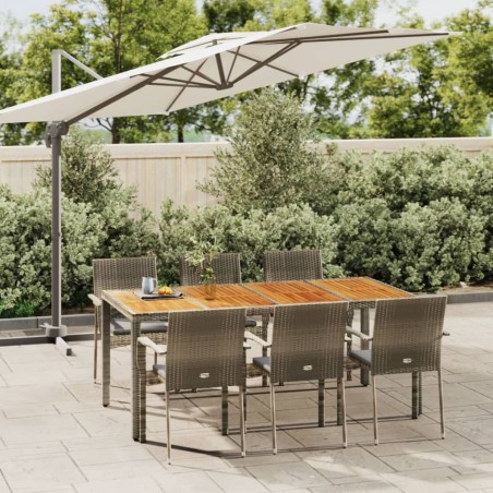 vidaXL Set comedor jardín 7 pzas y cojines ratán sintético gris