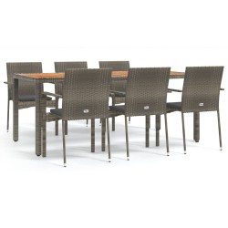 vidaXL Set comedor jardín 7 pzas y cojines ratán sintético gris