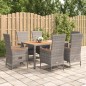 vidaXL Set comedor jardín 7 pzas y cojines ratán sintético gris vidaXL Set comedor jardín 7 pzas y cojines ratán sintético gris