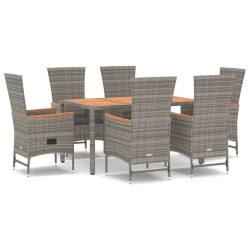 vidaXL Set comedor jardín 7 pzas y cojines ratán sintético gris
