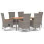 vidaXL Set comedor jardín 7 pzas y cojines ratán sintético gris vidaXL Set comedor jardín 7 pzas y cojines ratán sintético gris
