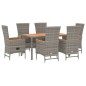 vidaXL Set comedor jardín 7 pzas y cojines ratán sintético gris vidaXL Set comedor jardín 7 pzas y cojines ratán sintético gris