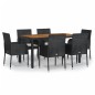 vidaXL Set de comedor de jardín 7 pzas y cojines ratán sintético negro vidaXL Set de comedor de jardín 7 pzas y cojines ratán sintético negro