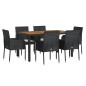 vidaXL Set de comedor de jardín 7 pzas y cojines ratán sintético negro vidaXL Set de comedor de jardín 7 pzas y cojines ratán sintético negro