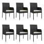 vidaXL Set de comedor de jardín 7 pzas y cojines ratán sintético negro vidaXL Set de comedor de jardín 7 pzas y cojines ratán sintético negro