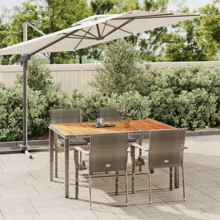 vidaXL Set comedor de jardín 5 piezas con cojines ratán sintético gris