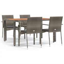 vidaXL Set comedor de jardín 5 piezas con cojines ratán sintético gris